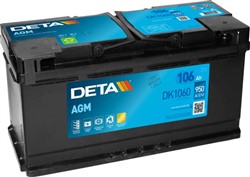 Akumulators DETA START&STOP AGM DK1060 12V 106Ah 950A (392x175x190)_0