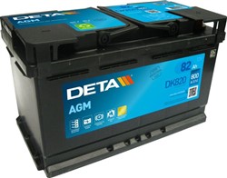 Akumulators DETA AGM; START&STOP AGM DK820 12V 82Ah 800A (315x175x190)_0