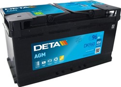 Akumulators DETA AGM; START&STOP AGM DK960 12V 96Ah 850A (353x175x190)_0