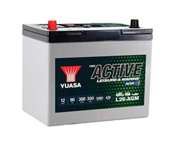 Barošanas akumulatoru baterija YUASA Active Leisure & Marine AGM L26-AGM 12V 90Ah 300A (259x168x232)_4